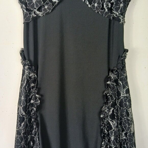 Black Cat Fashion Silk Blend Metallic Lace Midi Dress L Grunge - Picture 7 of 12